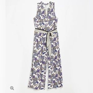 Loft summer floral sleeveless tie waist jumpsuit NWT sz M